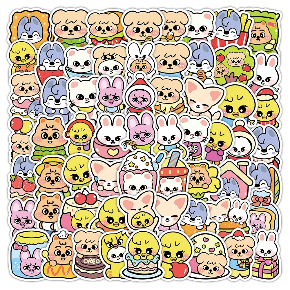 100 قطعة من ملصقات الرسوم المتحركة اللطيفة من SKZOO، ملصقات مجموعة الحيوانات، ملصقات تزيين جرافيتي للأطفال الضالة