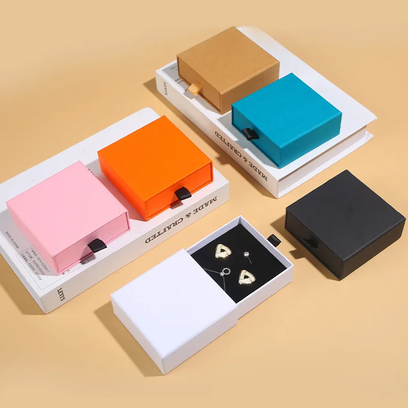 

ALEX STREETER 1PCS paper drawer jewelry box, sponge necklace ring earring packaging display box