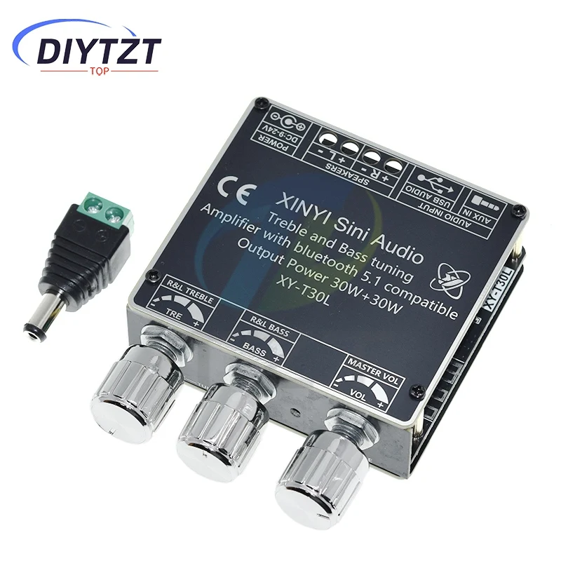 HIFI DIY Audio T30L Bluetooth Digital Amplifier Papan Modul 2.0 Stereo Dual Channel 30W * 2 dengan Penyesuaian Bass Tinggi dan Rendah