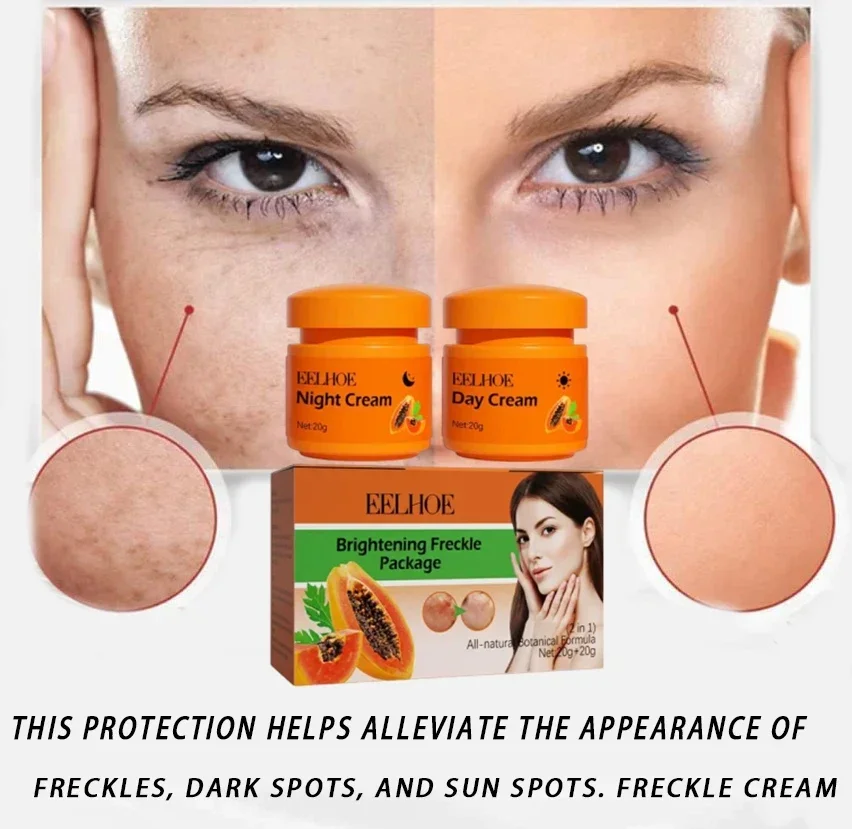 

Day and night cream effectively freckles, corrects dark spots, improves dull skin, and moisturizes and whitens the skin