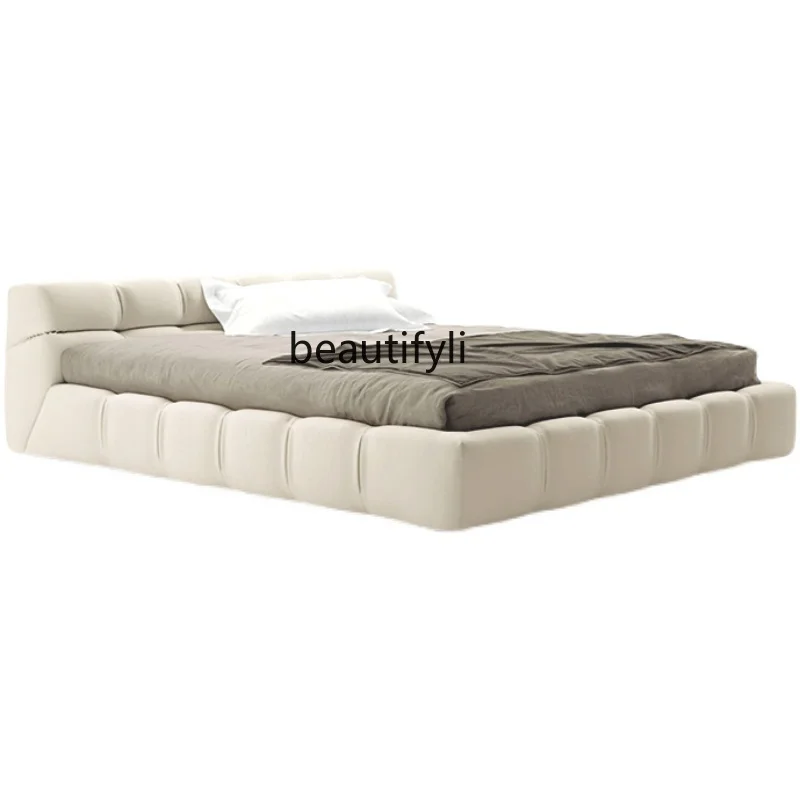 Leather Bed Modern Italian Minimalist Master Bedroom Double Bed 1.8 M Marriage Bed Designer Furniture Style