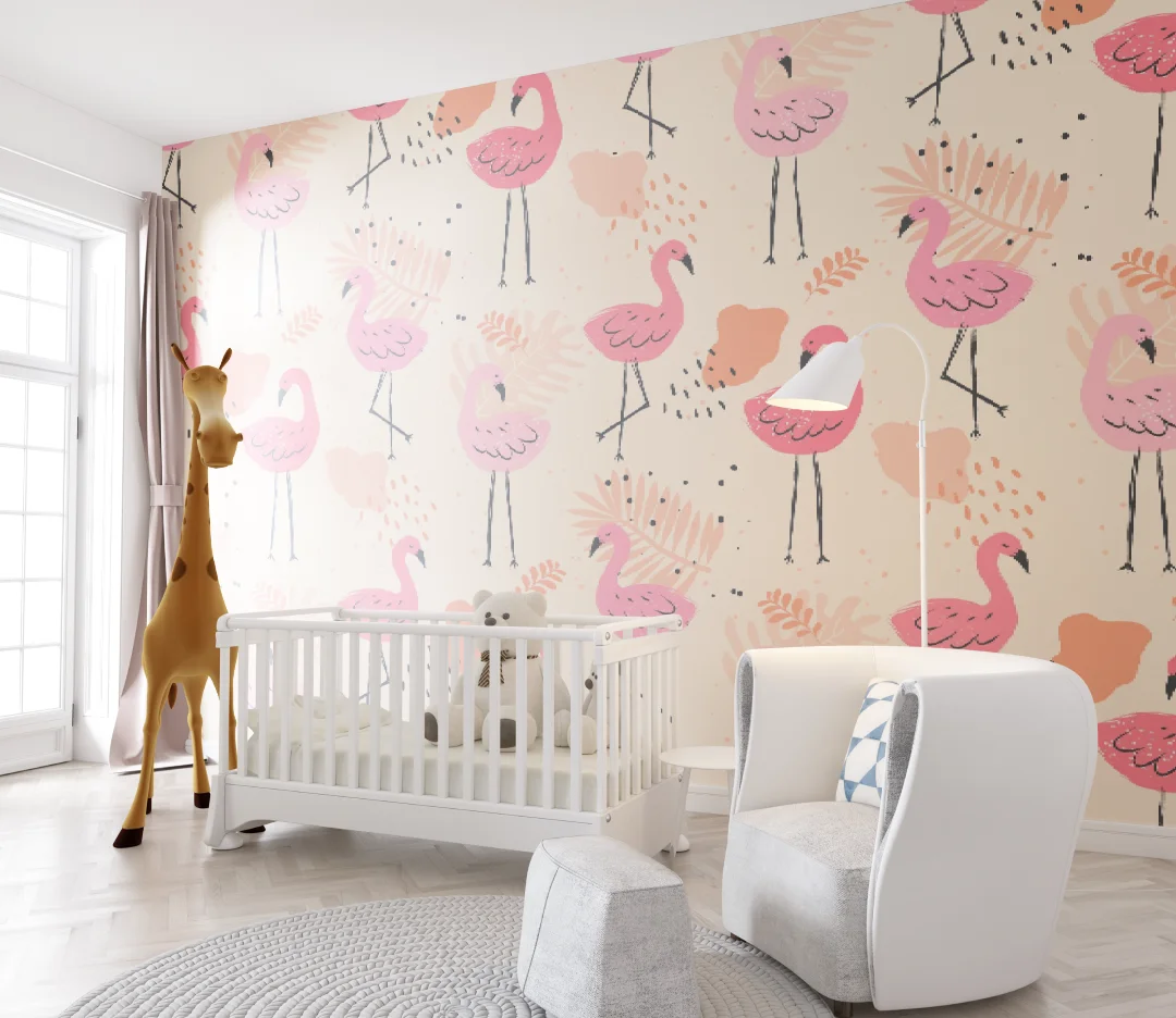 Customized Size Mural Baby Room Cartoon Cute Animal Flat Wallpaper Baby Room Eco friendly Wallpaper Mural