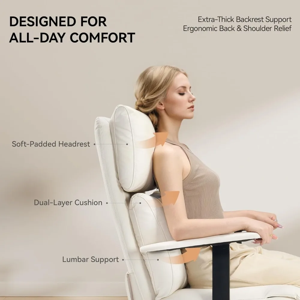 كرسي مكتب للاستلقاء مع مسند رأس قابل للتعديل ومسند للقدمين، 170 °   كرسي مكتب مريح بدون جاذبية، جلد Exec