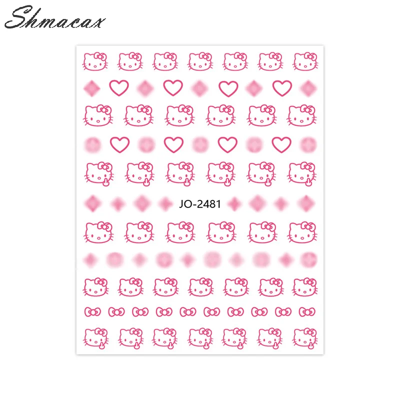 Kawaii Hello Kitty adesivi per unghie Anime Sanrio KT Cat Nail Art decorazione decalcomanie per Manicure fai da te