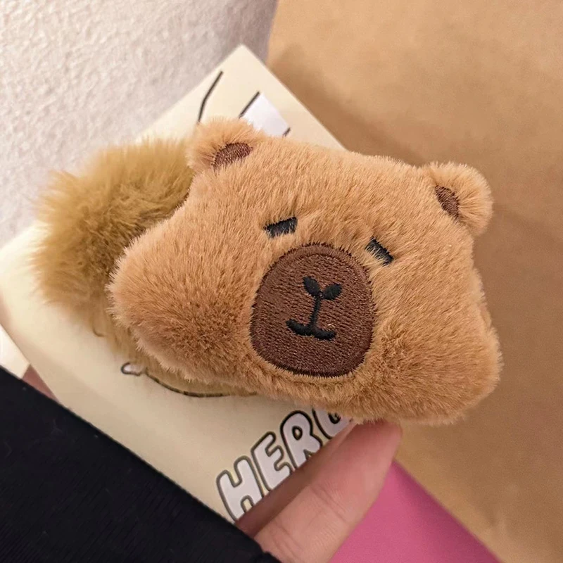 Cartoon Capybara Plush Hairpin Stuffed Animal Hair Clip Cute Side Bangs Clips Barrettes For Girls Plush Hair Accessories