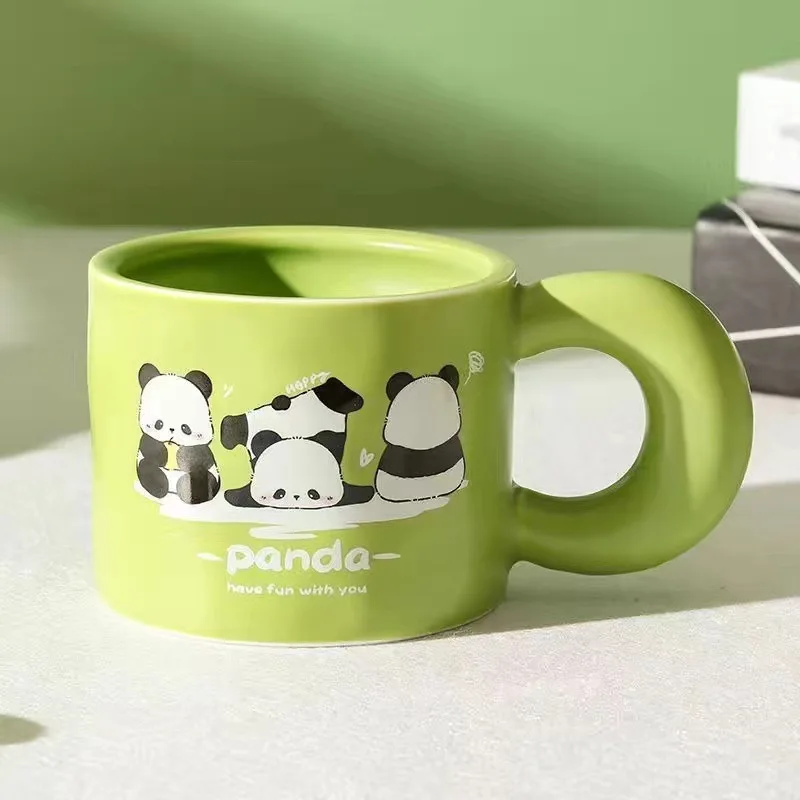 Hand-painted Coffee Cup Cartoon Lovely Panda Ceramic Mug Couples Children's Drinking Teacup gift