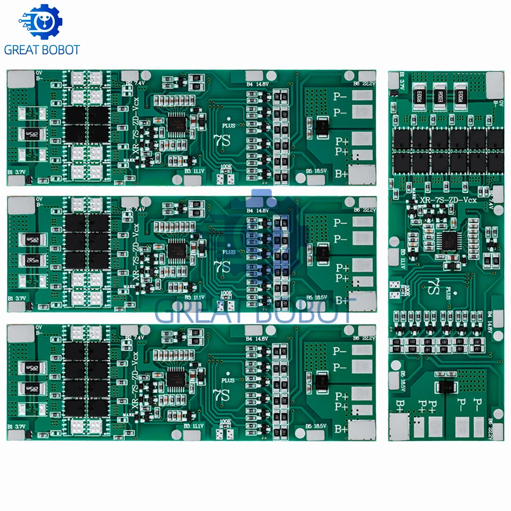 7S Li-ion PCB 24V 10A 15A 20A 30A BMS With Balance Used For 18650 Li-ion Battery Pack For 25.9V 24V E-bike Scooter