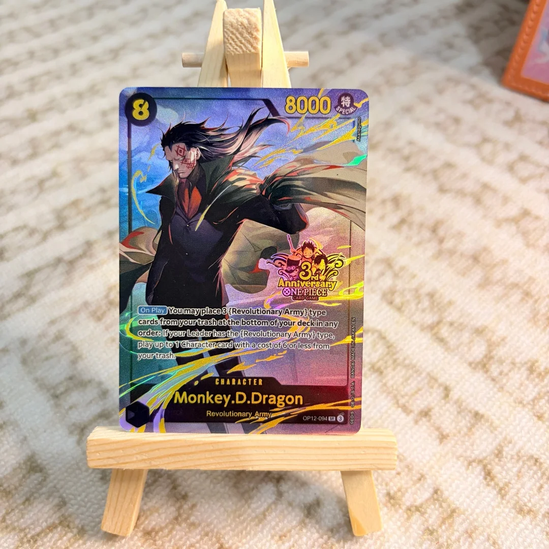 Tarjeta Coleccionable One Piece DIY Monkey D. Dragon, 3er Aniversario en Inglés, Descuento, OP12-094 TCG, Juego de Cartas Coleccionables del Ejército Revolucionario