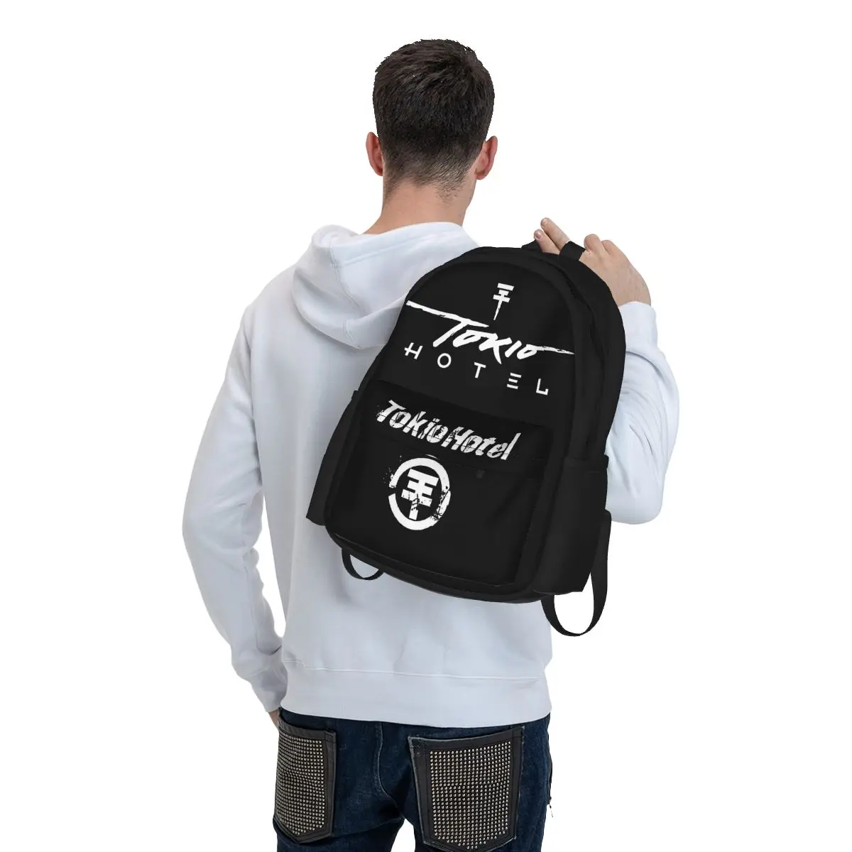 Rock Band Tokio Hotel Music Graphic Backpack Student Soft Backpacks Polyester Funny High School Bags Camping Custom Rucksack