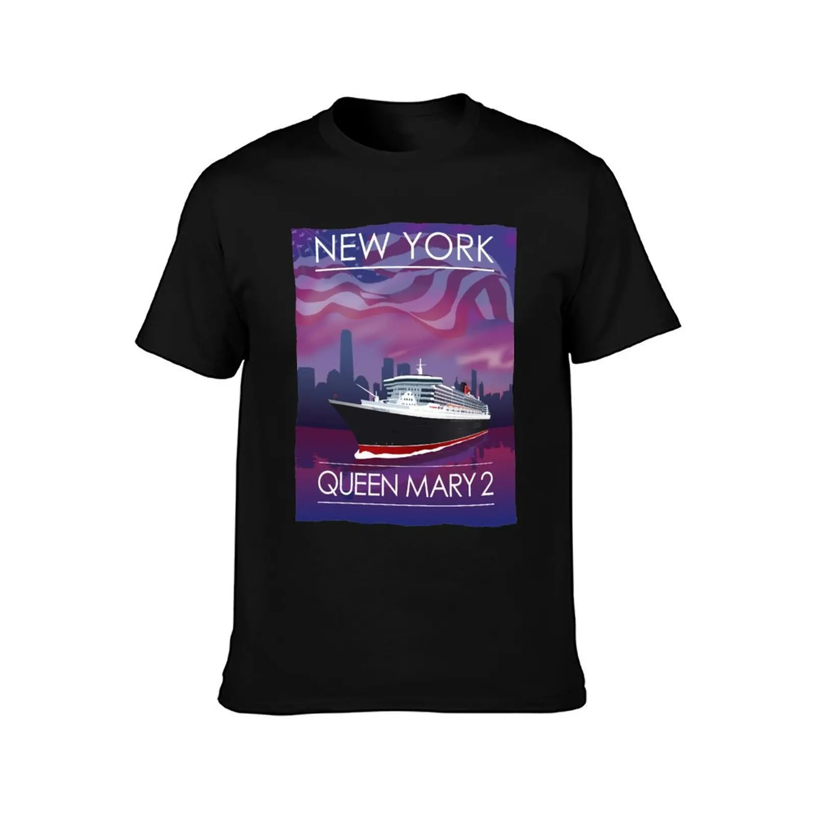 Queen Mary 2 poster in New York (no date) T-Shirt Funny t-shirts Man t-shirt cotton graphic tees Men's clothing