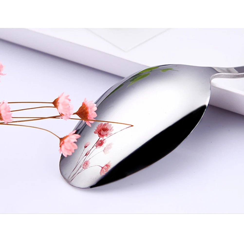 

Stainless Steel Curved Handle Spoon Mirror Polished Corrosion Resistant Buffet Serving Tableware Wedding for Adults