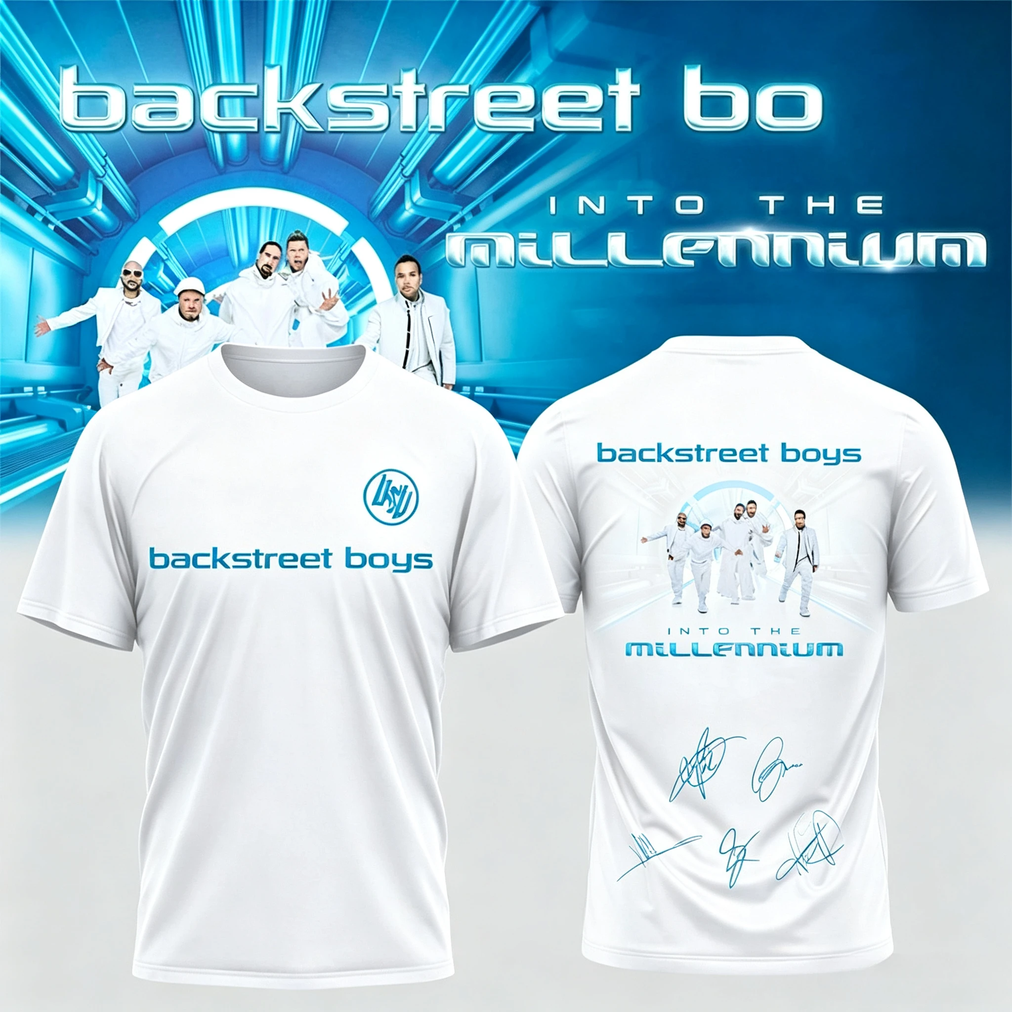 Vintage Backstreet Boys Tour T-shirt Into The Millennium Las Vegas Unisex Oversized Streetwear Top met korte mouwen