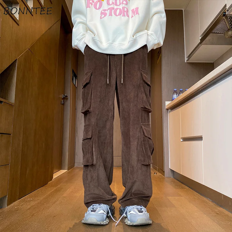 

Брюки-карго с несколькими карманами, мужские винтажные мешковатые брюки для бега, индивидуальные универсальные красивые брюки в американском стиле в полный рост, уличная одежда