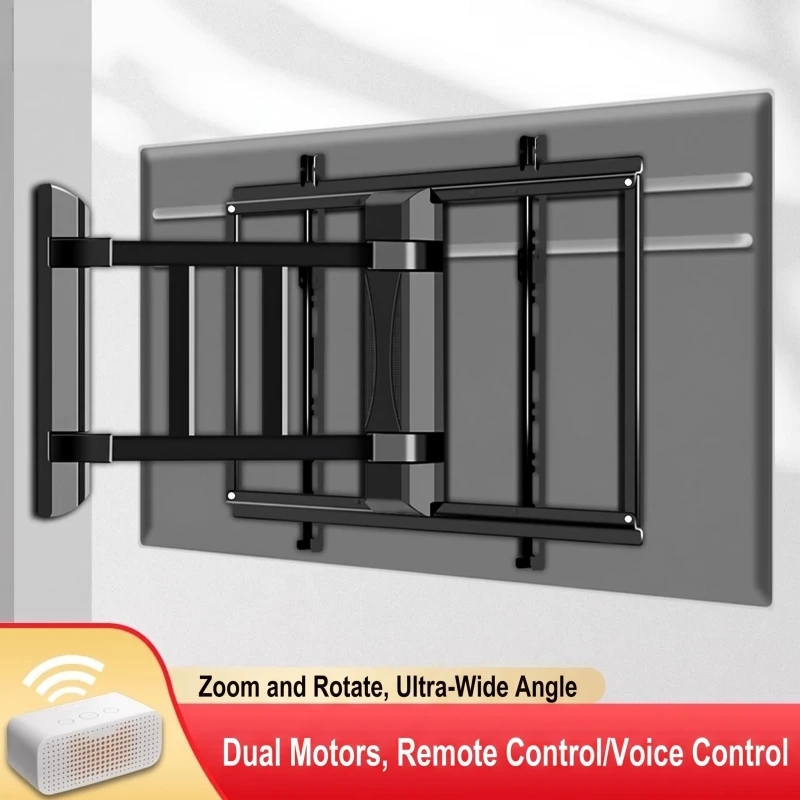 Motorized TV Wall Mount Remote Control Swivel Telescopic Bracket for 65-70 Inch TV, Dual Motor Full Motion TV Holder