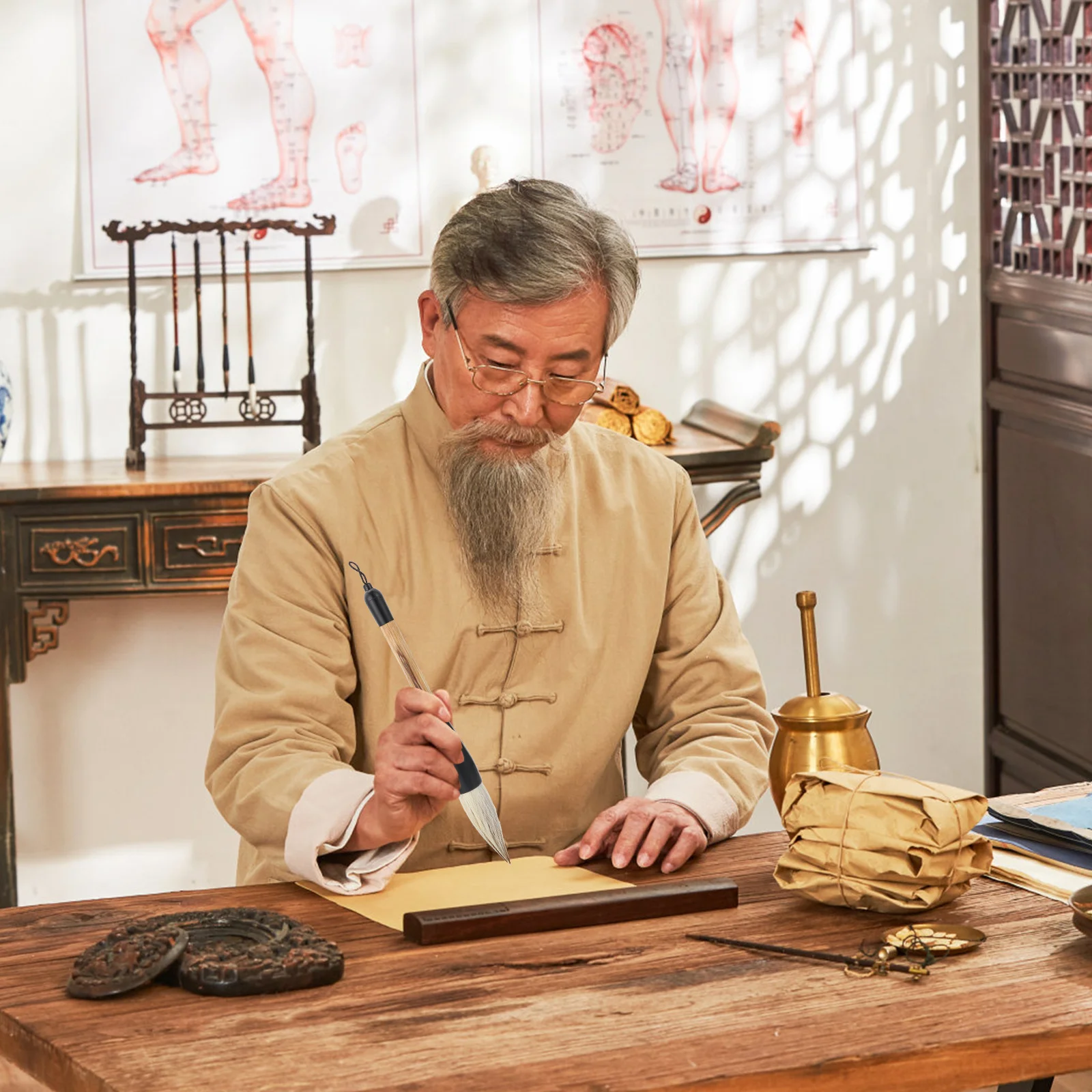 

1Pcs Wolf Hair Calligraphy Pen Premium Quality Durable Pole Traditional Chinese Painting Brush Suitable for Watercolor