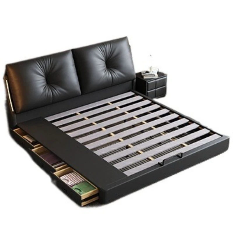 Modern and simple, master bedroom atmosphere 1.8 meters double bed, storage soft bag wedding bed