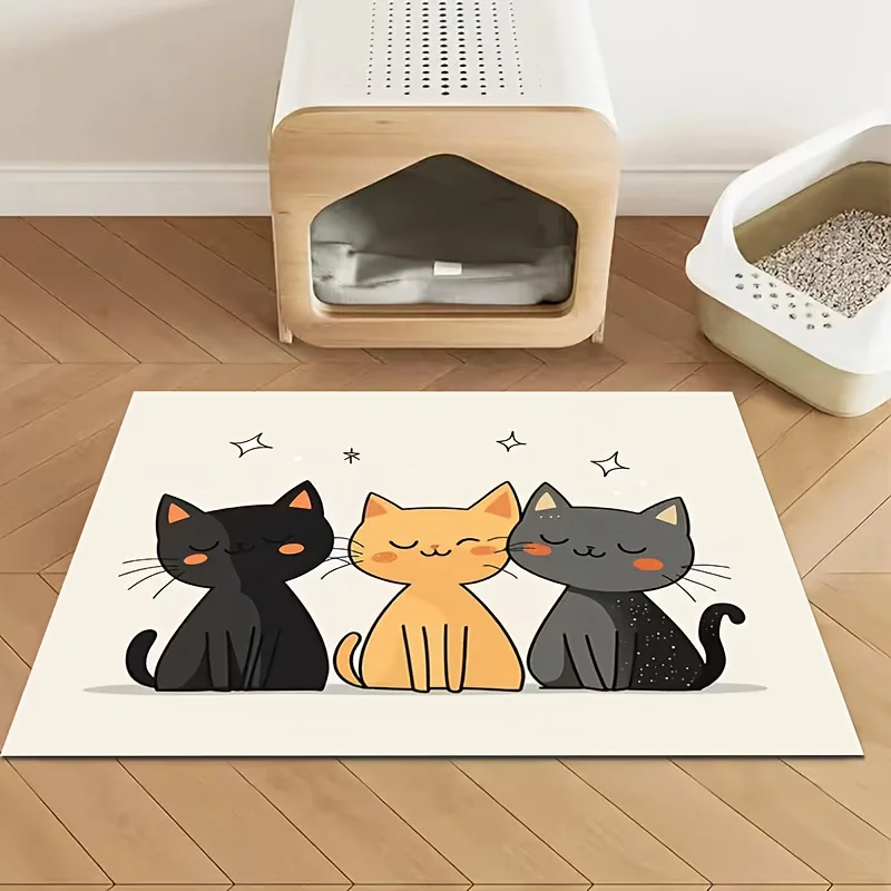 VIKAMA Bohemian Color-Block Striped Three-Back Cat Pet Placemats, Splash-Proof, Washable And Easy-To-Wipe Pet Feeding Pads