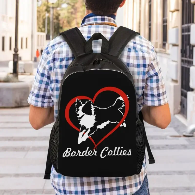 Mochilas de amor Border Collies para hombres y mujeres, resistente al agua, colegio universitario, perro, bolsa para mascotas, bolsas de libros estampadas