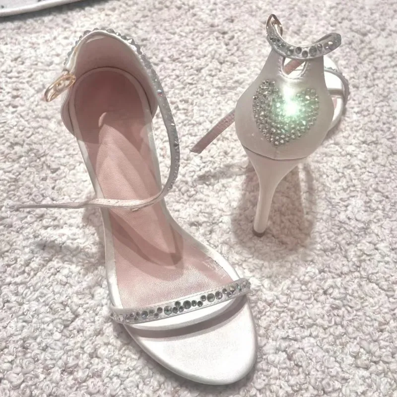 

Luxury Women's Shoes Exquisite Rhinestone High Heeled Sandals for Woman French Romance Casual Shoes Designer Shoes Zapatos Mujer