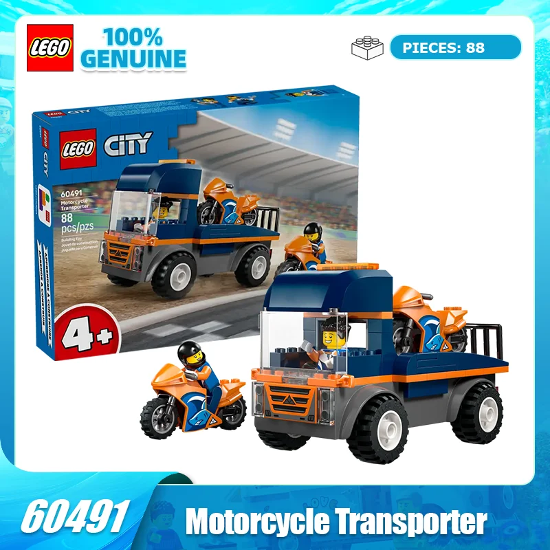 

Серия Lego City 60491, транспортное средство для перевозки мотоциклов, детская головоломка для мальчиков и девочек, конструктор, подарок