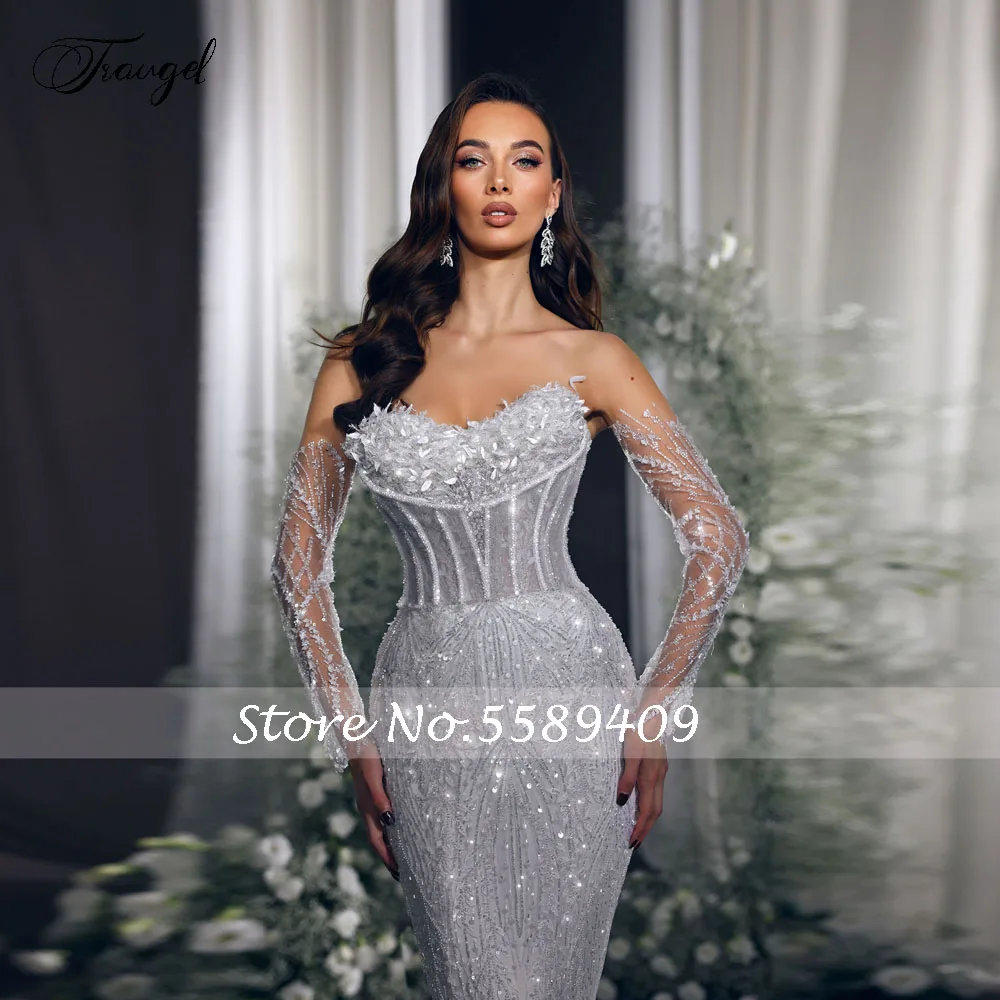 Angepasst Liebsten Exquisite Meerjungfrau Brautkleider Spitze Stickerei Vestido De Novia Für Frauen Sexy Glitter Robe De Mariee