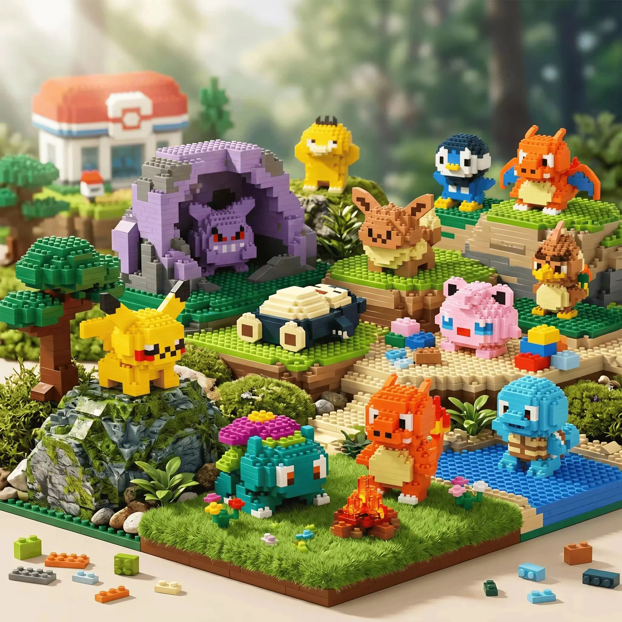 Educational cartoon animal building block set, ideal for DIY assembly games. Lovely toy set with animal themes.