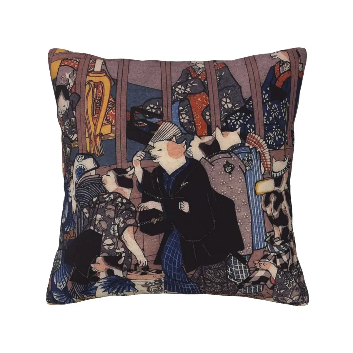 Utagawa Hiroshige JapaneseCats polyester pillows for living room Dropshipping printed 50x50cm Cushion Cover