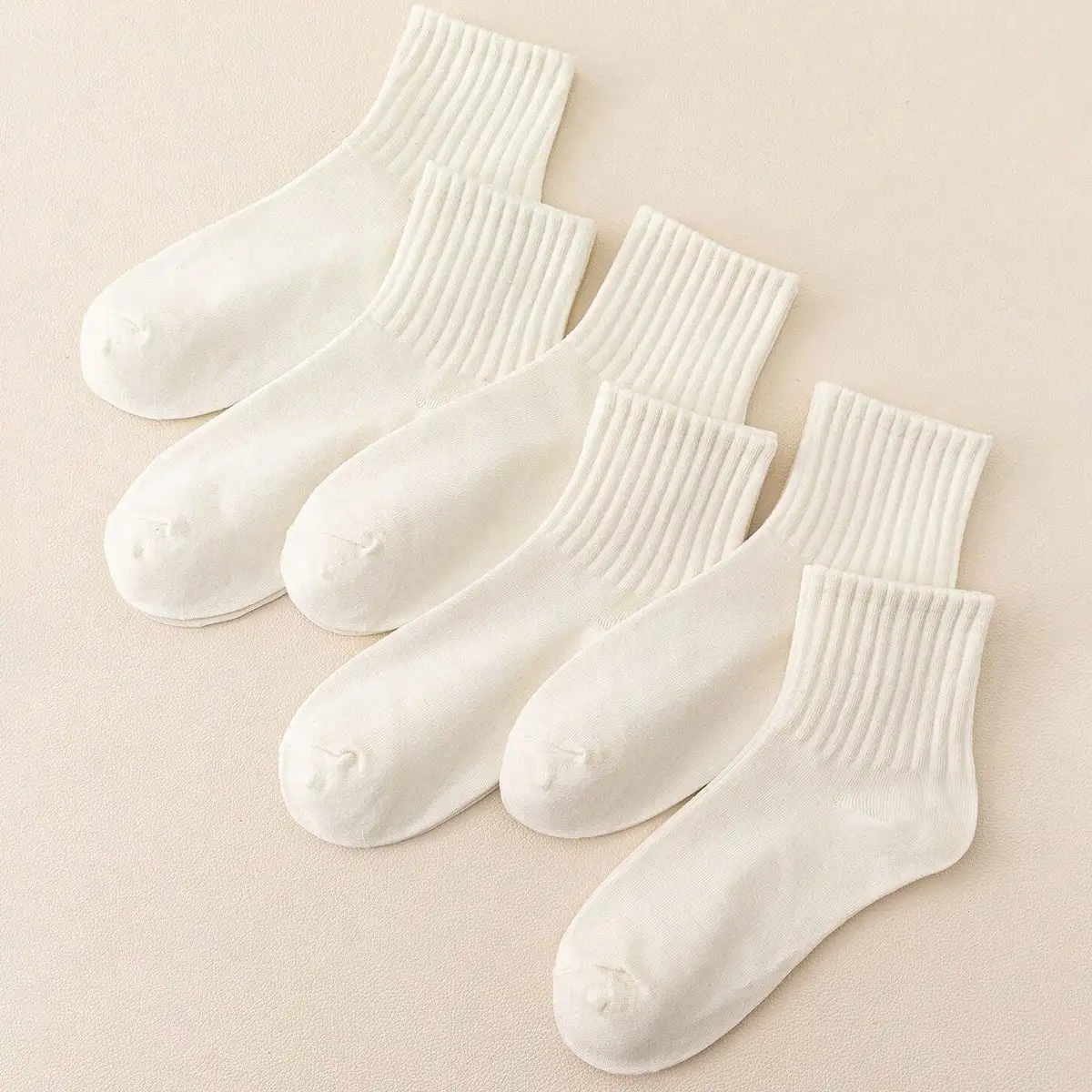 6pairs Unisex Casual Socks Solid Fashion Versatile Socks Breathable Comfy Crew Sock Casual Sports Socks For Men Women image 4