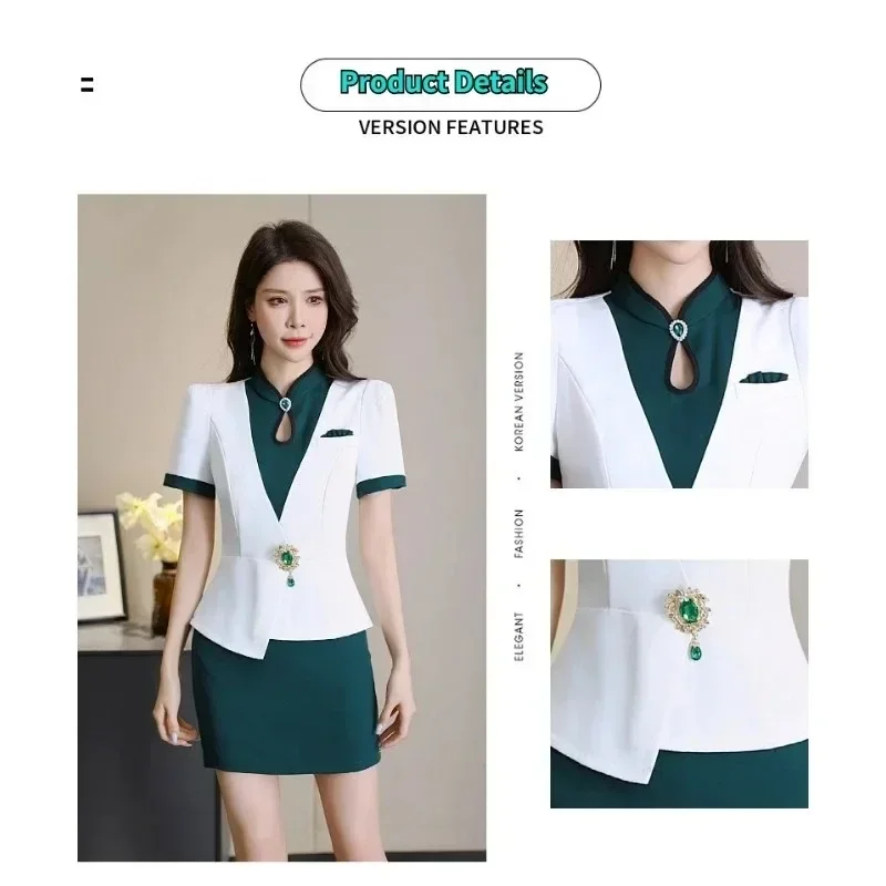 Beauty Salon Spa Hotel Receptionist Uniform for Woman Waiter Clothes Esthetic DeskMassage Nail Beautician Cafe Work Outfit Top