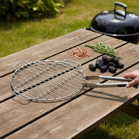 1pc Cooking Grate Stainless Steel Round Grill Grate With Handle Grilled Mesh For Weber 7432 And 57cm Grills BBQ Accessories