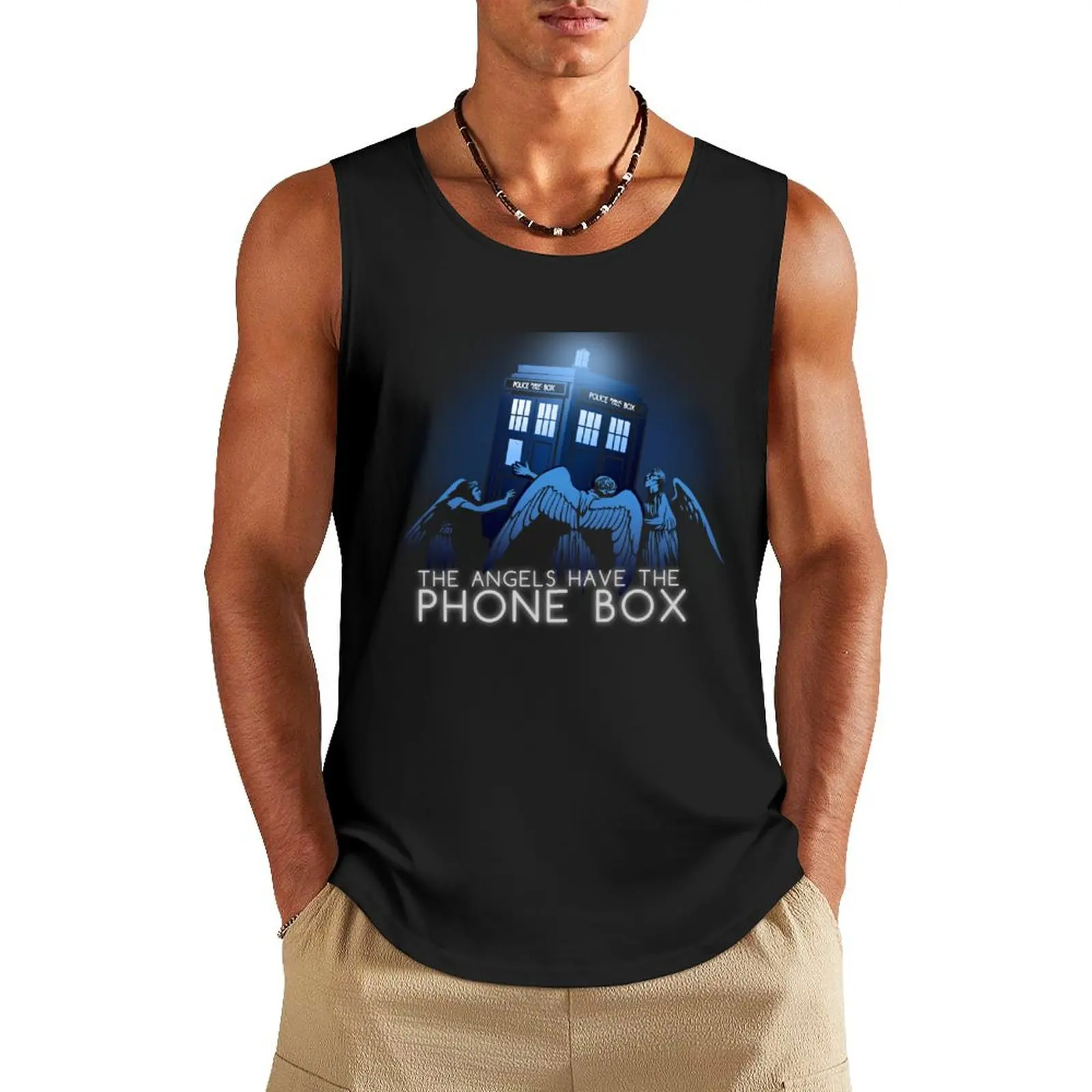 

The Angels Have the Phone Box Tank Top gym shirt men male top