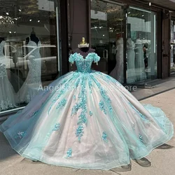 Angelsbridep Customized Luxury Turquoise Ball Gown 15 Year Quinceanera Dresses Brithday Party Dress Vestidos De Fiesta