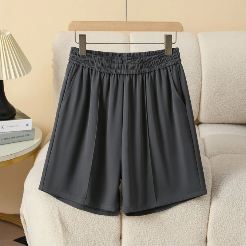 2026 Elastic High Waist  A-Line Suit Shorts Women's Fashion Summer New Wide Leg Loose Short Pants Casual Sports Pants
