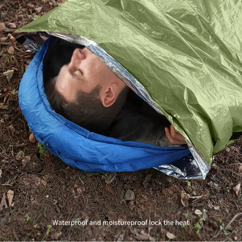 Survival Sleeping Bag Reusable Bivvy Thermal Sleeping Bag Waterproof Lightweight Blanket Survival Gear Multifunctional Survival