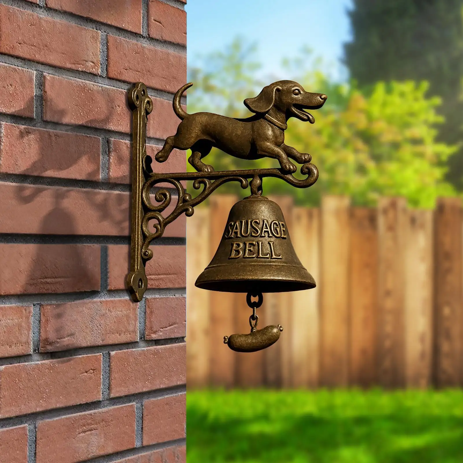 Chime Witch Dachshund Shape Outdoor Retro Farmhouse Door Chime Decorative Dinner Bell Door For Shop Porch Home Garden Cottage view 5