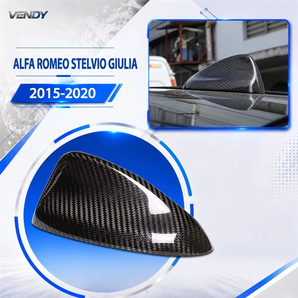 Real Carbon Fiber For Alfa Romeo Stelvio Giulia 2015-2020 Roof Shark Fin Antenna Cover Trim Modified Parts Accessories