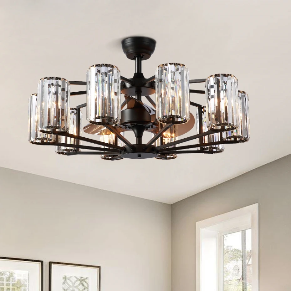 

Wheel Chandelier Crystal 2022-Edition Decorative Black & Bronze Luxury Mid-Century Mordern Ceiling Fan Lighting