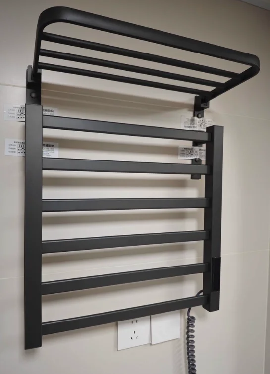 مجفف رف المناشف الذكي الكهربائي المُسخن مكون من 4 طبقات مع تعقيم سريع ومثبت على الحائط ولا يتطلب حفر #4