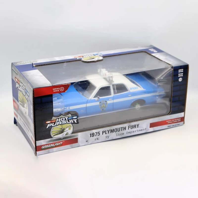Diecast 1:24 Scale 1975 Plymouth Fury Alloy Simulation Car Model Static Collection Decorated Holiday Gifts Toys Souvenir Gift