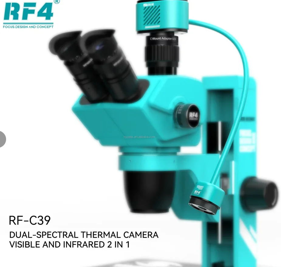 Cámara térmica de doble espectral RF4 RF-C39 visible y infrarroja para microscopio, control de placa base, Detector de fallos de imagen térmica