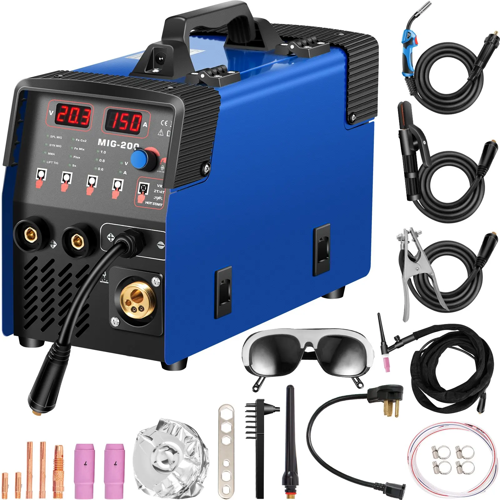 

MIG Welder 200A Welding Machine 3 in 1 Combo MMA/MIG/LIFT TIG Welder Machine Flux Core Welder Semi-Automatic Welding 110V/220V