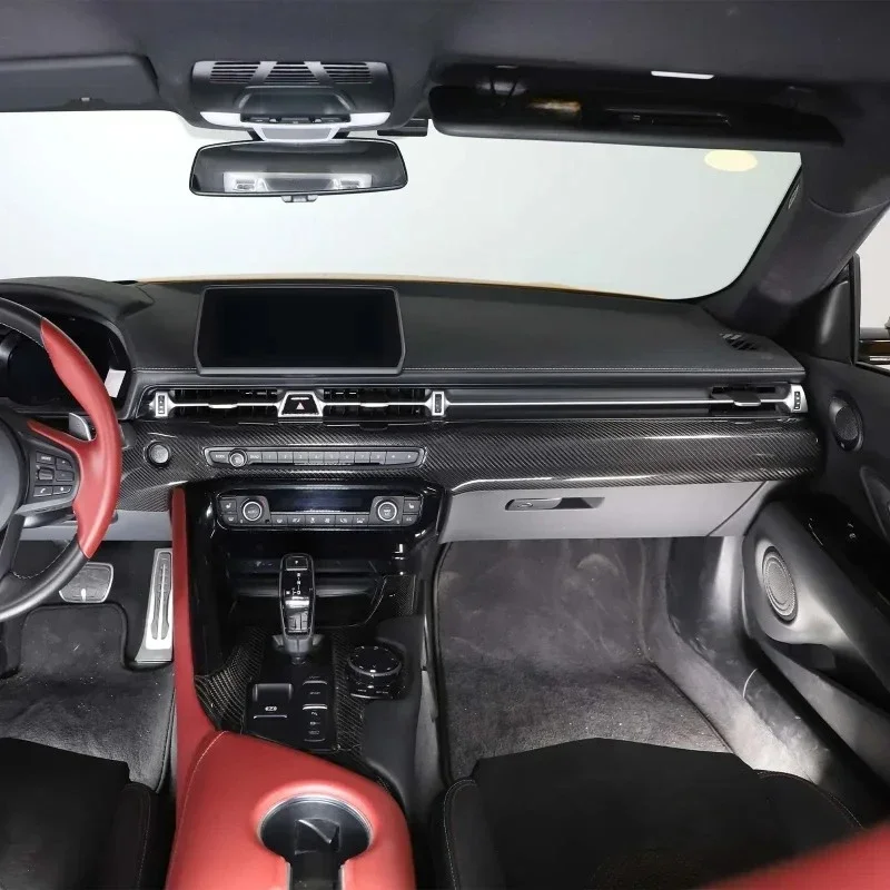 

For Toyota GR Supra A90 A91 MK5 Real Dry Carbon Fiber 2019-2022 Center Console Protection Panel Cover Trim Interior Accessories