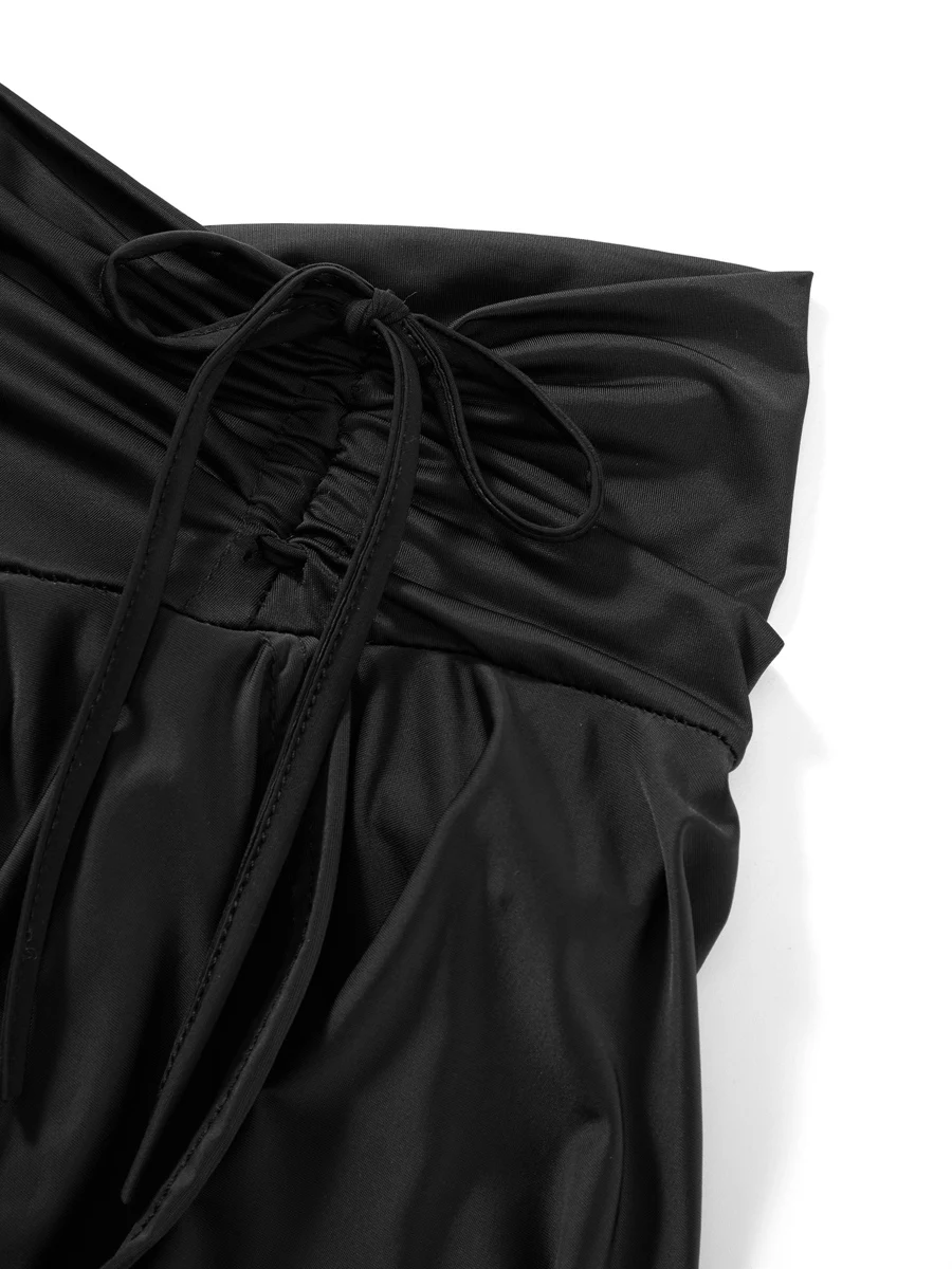 

Новые сексуальные женские готические панк-юбки нестандартной формы, однотонные мини-юбки с завязками и рюшами и оборками, летние модные короткие юбки