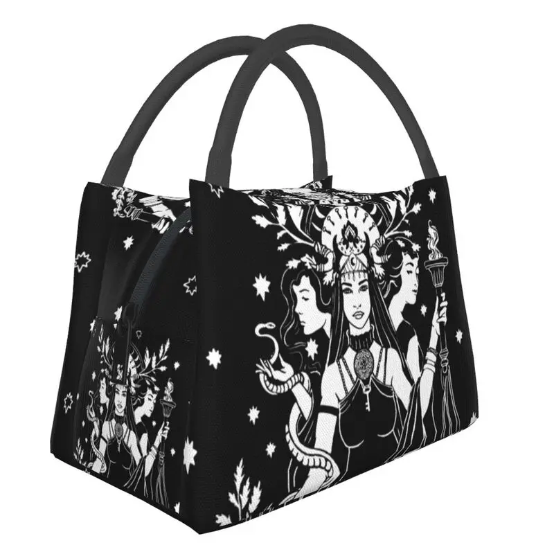 

Hekate Triple Goddess Resuable Lunch Boxes Women Waterproof Goth Occult Halloween Witch Thermal Cooler Food Insulated Lunch Bag