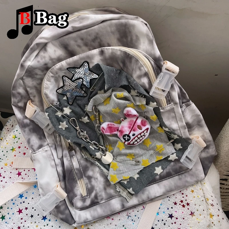 

Black Gradual Change Cartoon Splice Backpack Spice Girl Fashion Student Schoolbag y2k Harajuku High Capacity Commuter