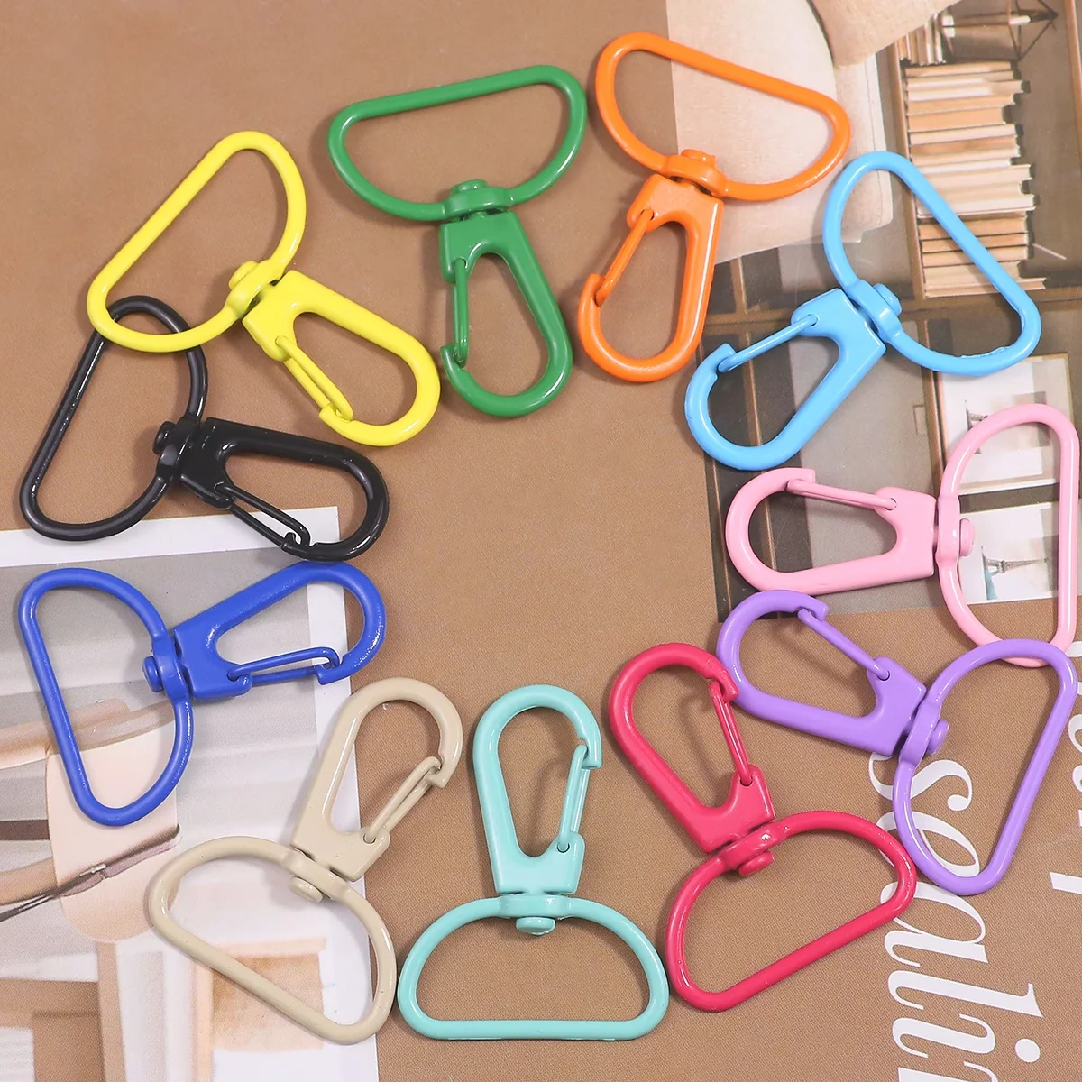 10Pcs Colorful D-Ring Buckles with Semi-Circular Connectors, Heavy-Duty Round Tail Swivel Snap Hooks for DIY Crafts, Backpacks