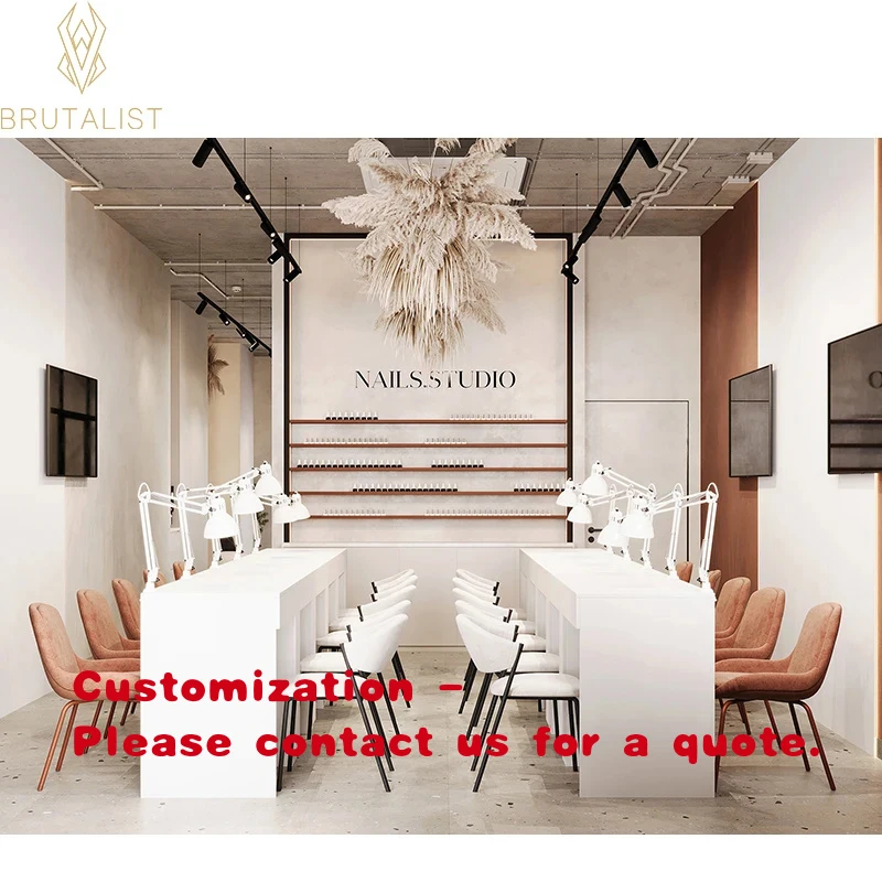 

custom.Price Simply Style Nail Salon Beauty Spa Furniture Hair Salon Station Custom 3D Design Nails Salon Display
