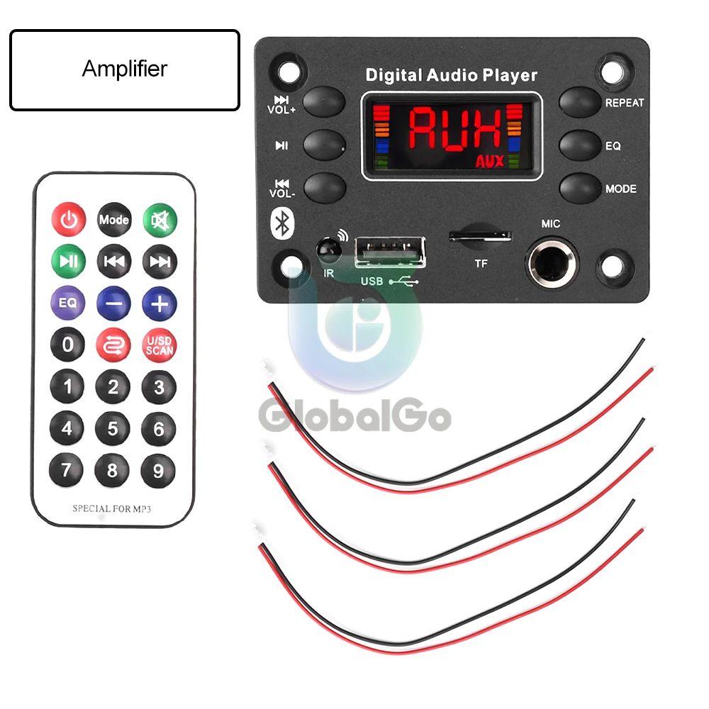 

2*25W DC7-16V Decoder Board Bluetooth 5.0 Car Audio Microphone USB TF FM Radio Mp3 Music Player Speaker With Power Amplifier