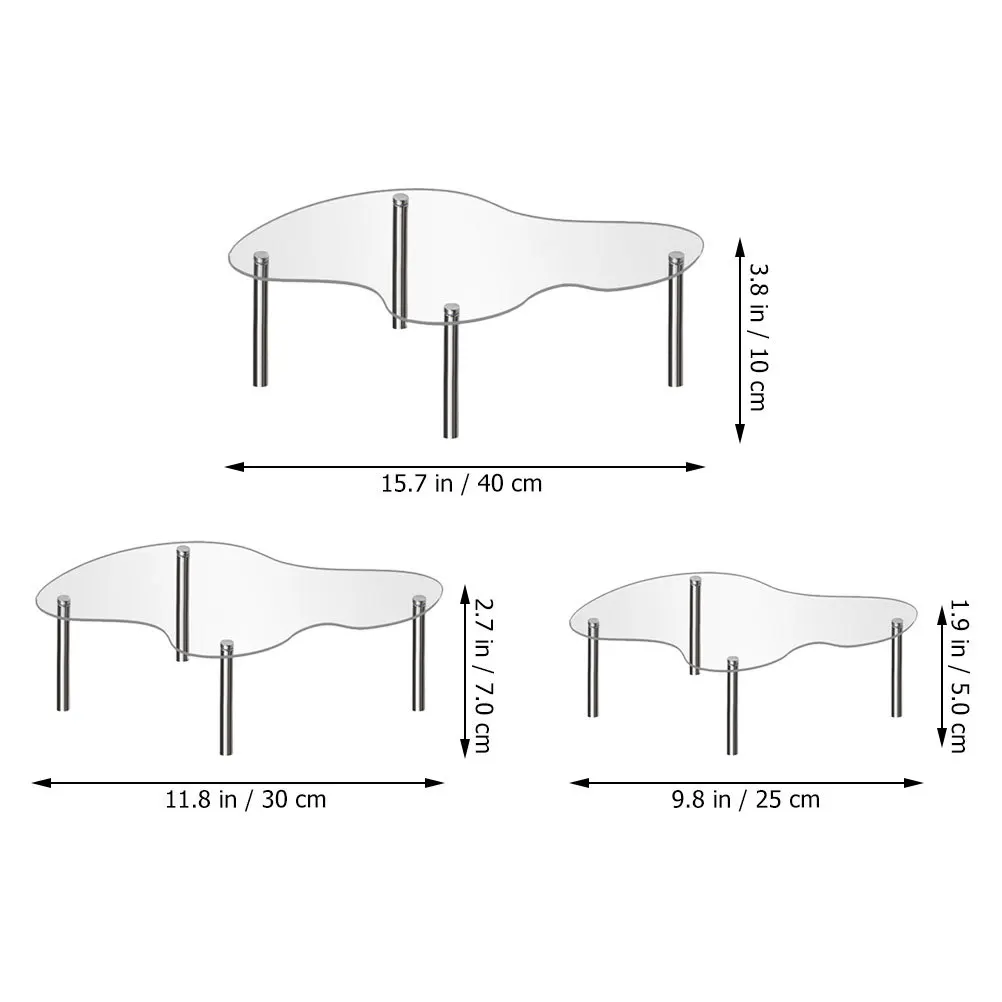 3 قطعة حامل كعكة أكريليك واضح شفاف عرض كب كيك الناهض حامل الحلوى طاولة عرض استخدام الزفاف عيد ميلاد