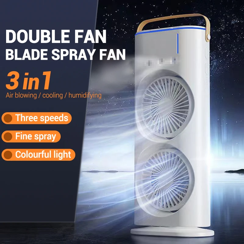 2024 Wholesale Air Cooler Fan 7 Color Mist Water Cooling Air Conditioner Fan with Remote Control Room Spray Humidifier Fan